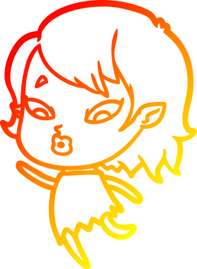 Bir insan tarafından çizilmiş sevimli bir vampir kız çizgi çizimi.