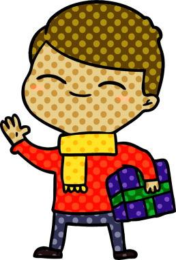 Bir insan tarafından çizilmiş, gülümseyen bir çocuk.