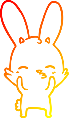 Bir insan tarafından çizilmiş, dalgalı bir tavşan çizgi filminin sıcak gradyan çizimi