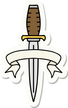 Bir insan tarafından çizilmiş bir hançer sancağına sahip dövme stili.