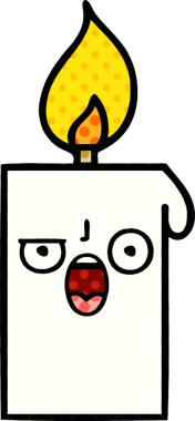 Bir insan tarafından çizilmiş çizgi roman tarzı yanan mum.
