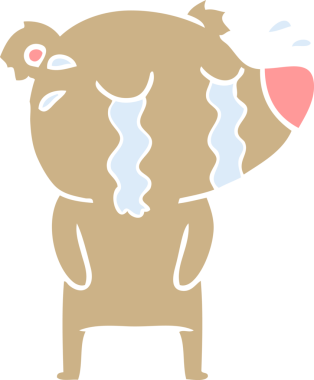 Bir insan tarafından çizilmiş düz renkli karikatür ağlayan ayı