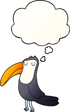 Düşünce baloncuğu olan çizgi film Toucan 'ı bir insan tarafından çizildi.