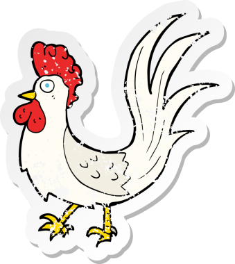 İnsan tarafından çizilmiş bir horoz çizgi filminin gerilimli yapıştırması.