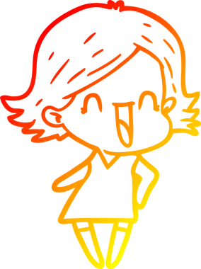 Bir insan tarafından çizilmiş mutlu bir kadının çizgi çizimi.