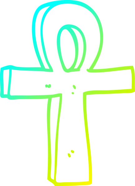 Bir insan tarafından çizilmiş bir çizgi ankh sembolünün soğuk gradyan çizimi