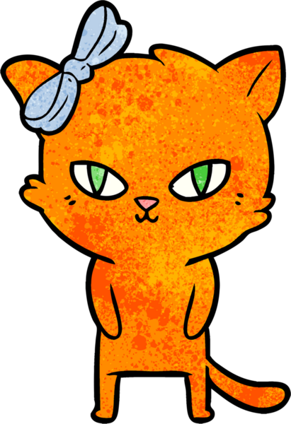 Bir insan tarafından çizilmiş sevimli çizgi film kedisi.