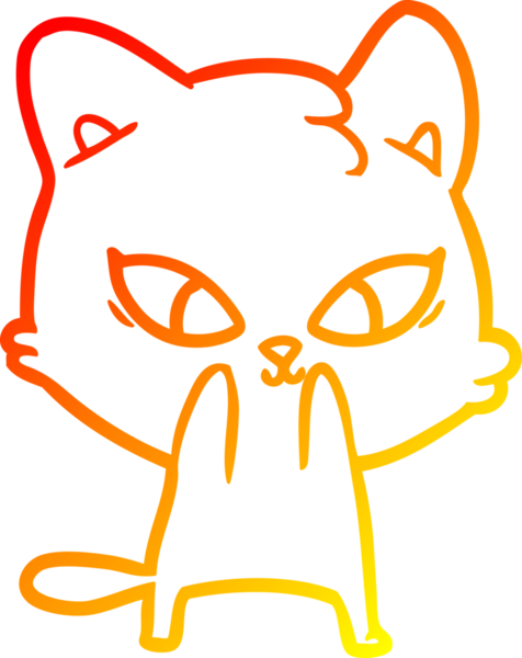 Bir insan tarafından çizilmiş sevimli bir çizgi film kedisinin sıcak çizgi çizgisi.