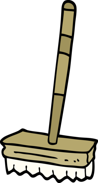 Bir insan tarafından çizilmiş el çizimi çizgi film süpürme fırçası.