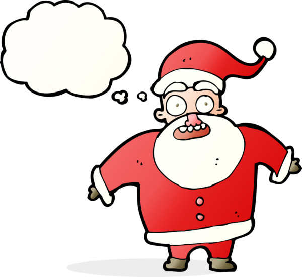 çizgi film Noel Baba 'yı bir insan tarafından çizilmiş düşünce balonuyla şok etti.