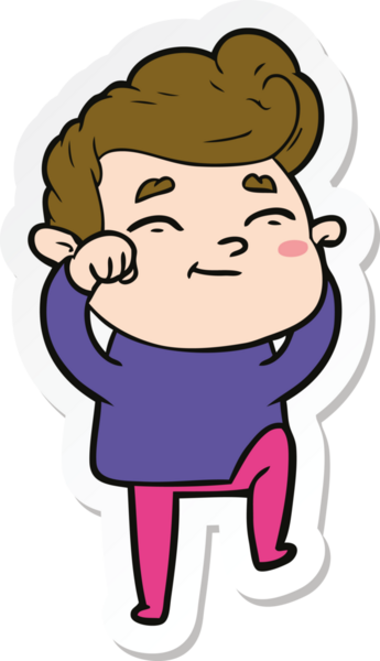 Bir insan tarafından çizilmiş mutlu bir çizgi film karakterinin çıkartması.