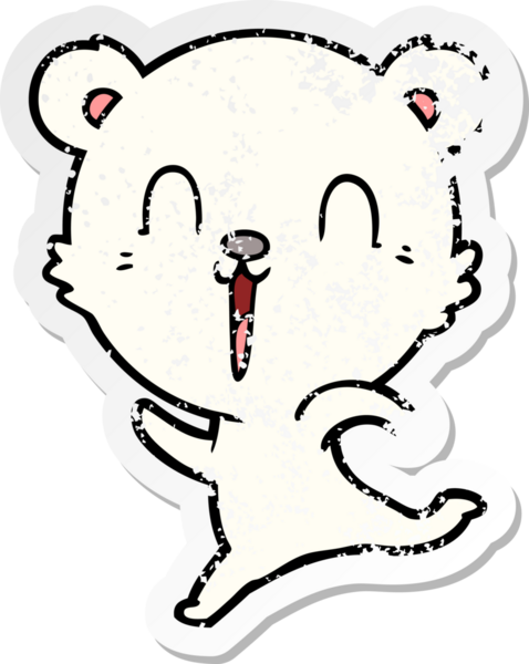 Bir insan tarafından çizilmiş mutlu bir kutup ayısının sıkıntılı çıkartması.