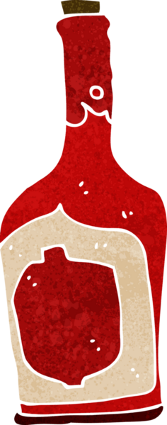 Bir insan tarafından çizilmiş bir şişe rom.