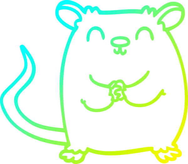 Bir insan tarafından çizilmiş mutlu bir farenin soğuk çizgi çizimi