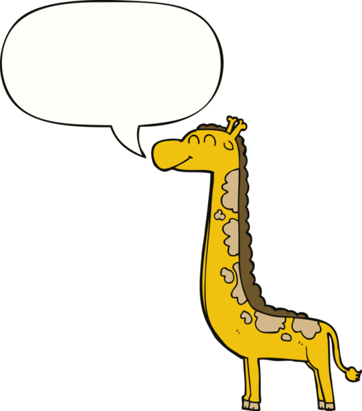 bir insan tarafından çizilmiş konuşma balonlu bir zürafa.