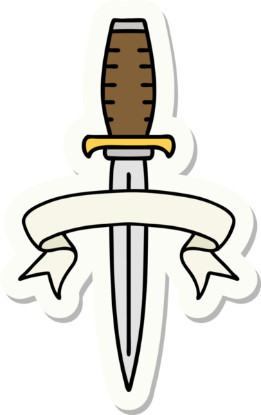 Bir insan tarafından çizilmiş bir hançer sancağına sahip dövme stili.