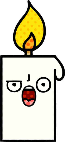 Bir insan tarafından çizilmiş çizgi roman tarzı yanan mum.
