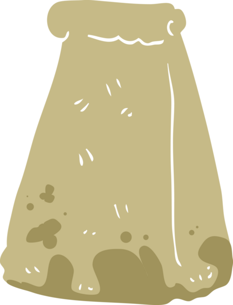 Bir insan tarafından çizilmiş kağıt torbanın düz renk çizimi