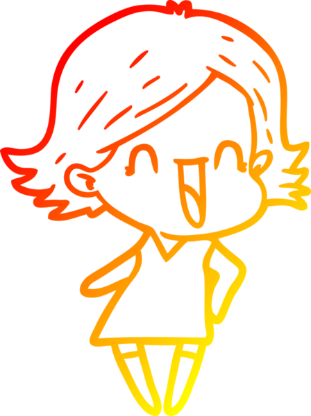 Bir insan tarafından çizilmiş mutlu bir kadının çizgi çizimi.