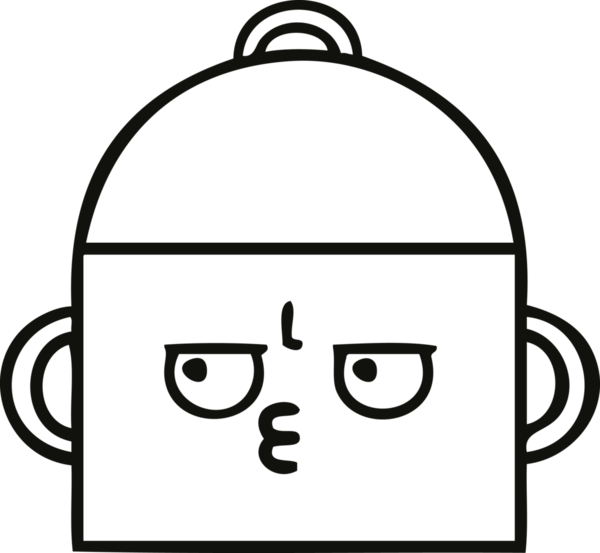 Bir insan tarafından çizilmiş bir tencere karikatürü.