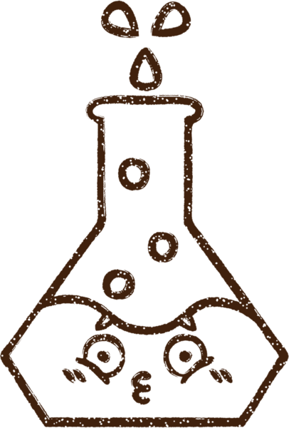 Bir insan tarafından çizilen köpüren Kimyasallar Kömür Çizimi
