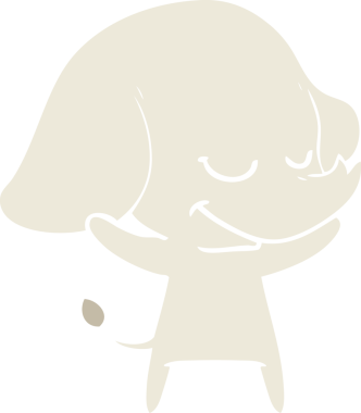 Bir insan tarafından çizilmiş düz renk çizgi film gülümseyen fil.