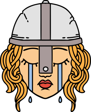 Retro Dövme Tarzı Ağlayan İnsan Dövüşçüsü Bir insan tarafından çizilmiş