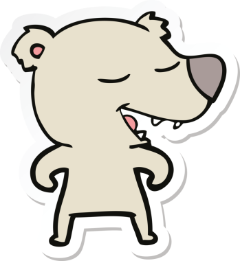 Bir insan tarafından çizilmiş çizgi film ayısının çıkartması.