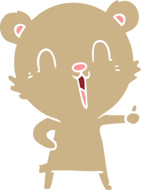 Bir insan tarafından çizilmiş mutlu, düz renkli çizgi film ayısı.