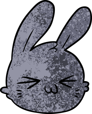 Bir insan tarafından çizilmiş tavşan yüzü.