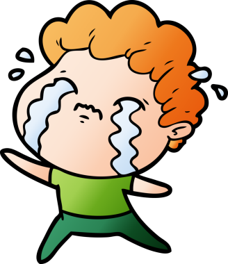 Bir insan tarafından çizilmiş ağlayan çizgi film adamı.