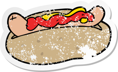 Bir insan tarafından çizilmiş bir sosislinin sıkıntılı çıkartması.