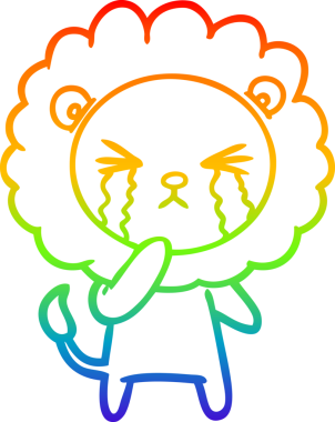 Bir insan tarafından çizilmiş ağlayan bir aslanın çizgi çizimi.