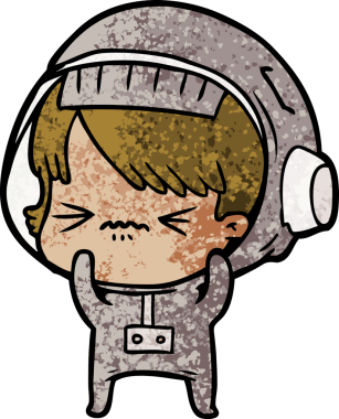 Bir insan tarafından çizilmiş kızgın uzay kızı.