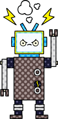 bir insan tarafından çizilmiş bir robotun çizgi roman tarzı