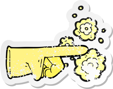 Bir insan tarafından çizilmiş plastik eldiven çiziminin gerilimli retro çıkartması.