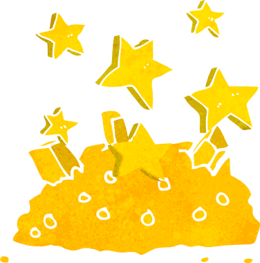 Bir insan tarafından çizilmiş altın yığını.