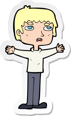 Bir insan tarafından çizilmiş gergin bir adamın çıkartması.