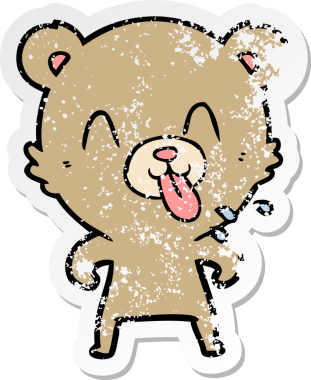 Bir insan tarafından çizilmiş kaba bir çizgi film ayısının sıkıntılı çıkartması.