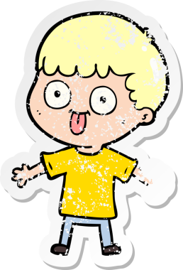 Bir insan tarafından çizilmiş karikatür adamın sıkıntılı çıkartması.