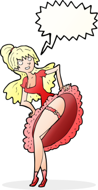 Bir insan tarafından çizilmiş konuşma balonu olan flamenko dansçısı çizgi filmi.