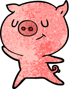 Bir insan tarafından çizilmiş mutlu çizgi film domuzu.