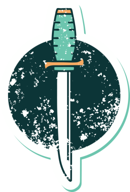 Bir insan tarafından çizilmiş bir hançerin sembolik dövmeli görüntüsü