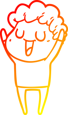 Bir insan tarafından çizilmiş gülen bir çizgi film karakterinin sıcak çizgi çizimi.