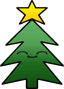 Bir insan tarafından çizilmiş bir noel ağacının gölgeli karikatürü.