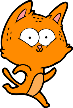 Bir insan tarafından çizilmiş çizgi film kedisi.