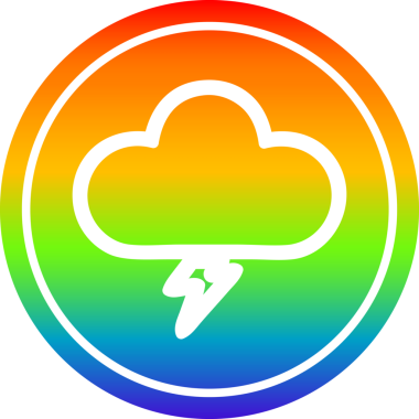Bir insan tarafından çizilmiş gök kuşağı eğimli fırtına bulutu simgesi