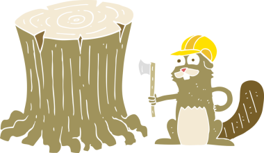 Bir insan tarafından çizilmiş kunduzun düz renk çizimi