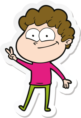 Bir insan tarafından çizilmiş mutlu bir adamın çıkartması.