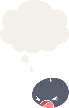 Düşünce baloncuklu çizgi film örümceği insan tarafından çizilmiş.